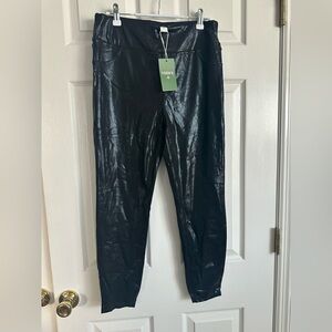 NWT HALARA Black Faux Leather Leggings